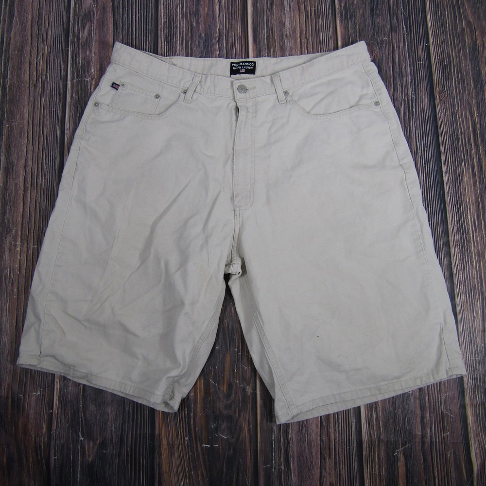 Polo Jeans Co Ralph Lauren Shorts Mens 36 Khaki Banner Twill 5 Pocket Cotton